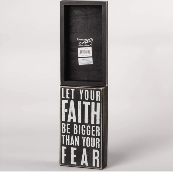 LET YOUR FAITH BE BIGGER THAN YOUR FEAR BOX SIGN HOME DECOR 5”x9” EUC - Picture 2 of 5